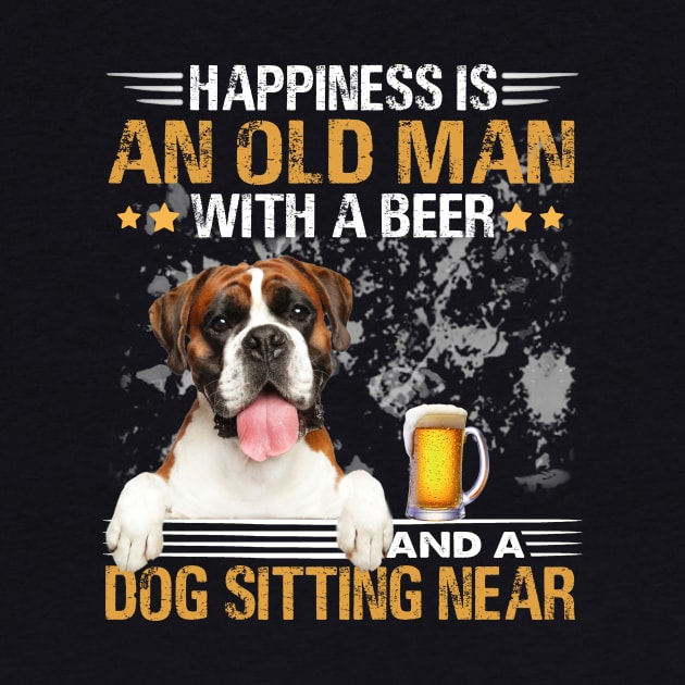 Happiness Is An Old Man With A Beer And A Boxer Dog Sitting Near by Magazine